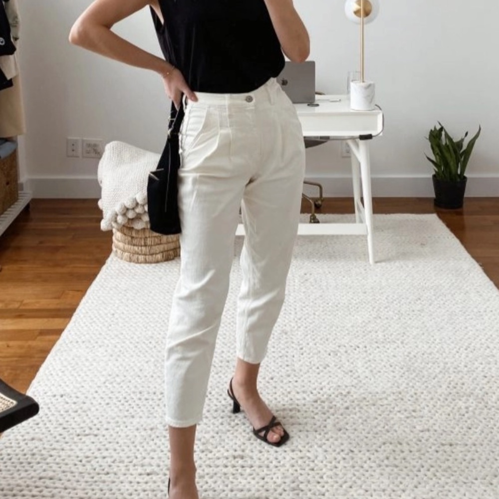Ultra high rise 80s mom jean white ankle length